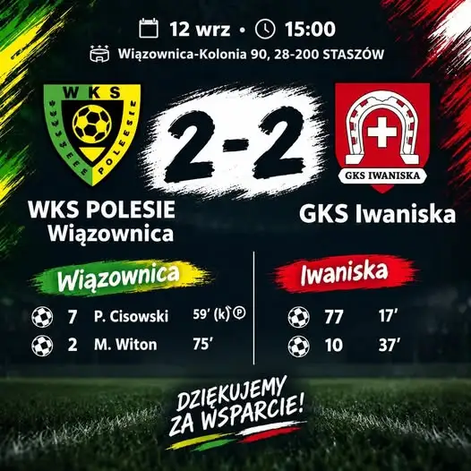 WKS Polesie Wiązownica remisuje 2-2 po emocjonującej drugiej połowie