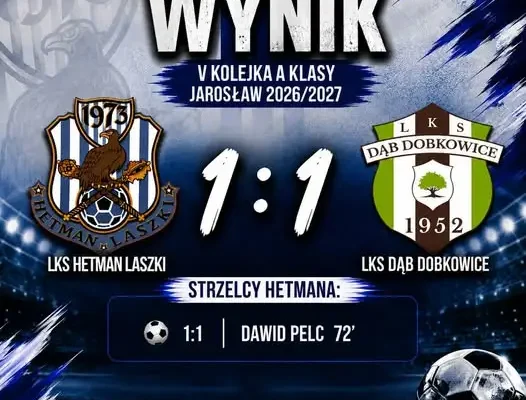 Remis LKS Hetman Laszki z LKS Dąb Dobkowice 1:1