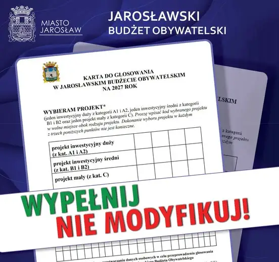 Jarosław: trwa głosowanie na projekty Budżetu Obywatelskiego 2027