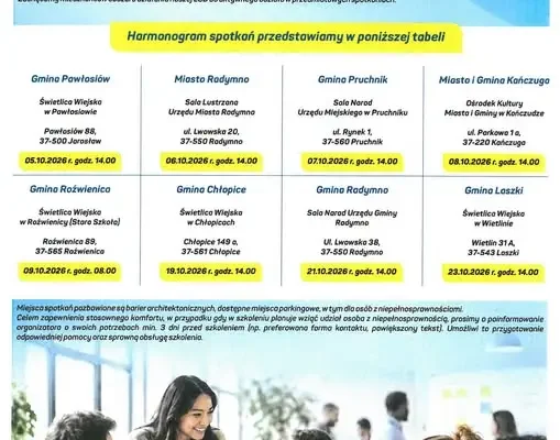 Bezpłatne szkolenia o dofinansowaniu dla mieszkańców ośmiu gmin