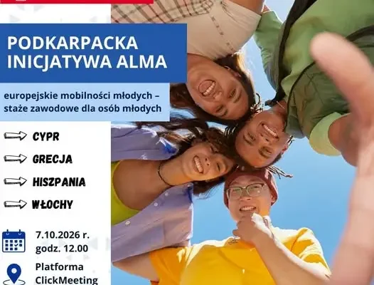 Podkarpacka Inicjatywa ALMA: bezpłatne webinarium o stażach zagranicznych dla młodych