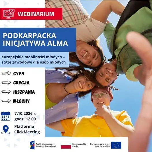 Podkarpacka Inicjatywa ALMA: bezpłatne webinarium o stażach zagranicznych dla młodych