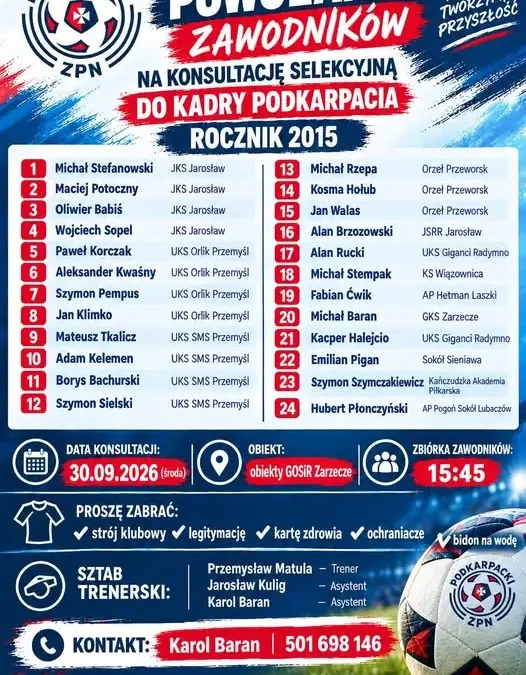Mikołaj Stempak z Akademii Wiązownica powołany do kadry Podkarpackiego ZPN