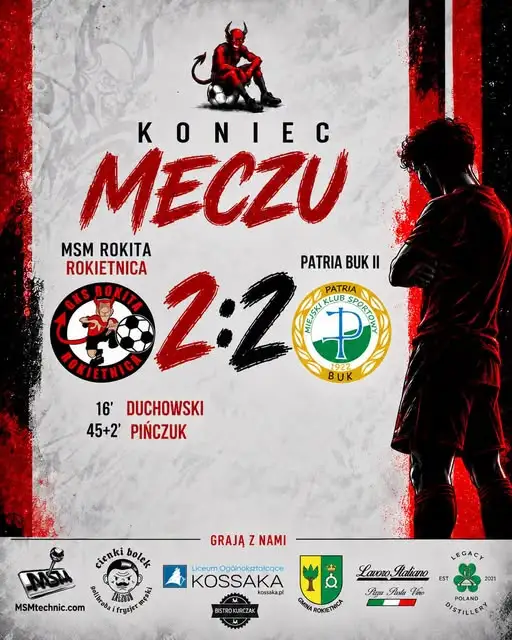 Remis Rokity Rokietnica z Patrią Buk II – punkty podzielone