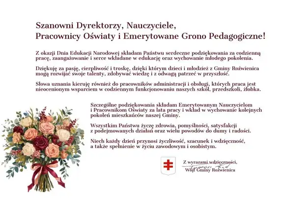 Dzień Edukacji Narodowej w Gminie Roźwienica – podziękowania i nagrody dla dyrektorów szkół