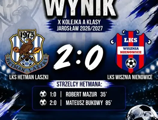 Hetman Laszki wygrywa z Wisznią Nienowice 2:0 w X kolejce A klasy