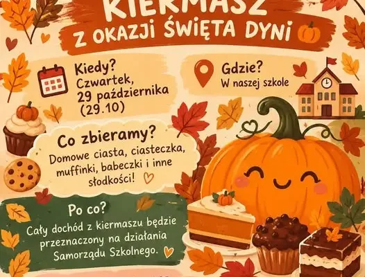 Kiermasz z okazji Święta Dyni – szkoła zaprasza rodziców do wspólnego pieczenia