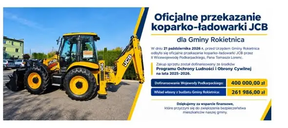 Nowa koparko-ładowarka JCB dla Gminy Rokietnica – bezpieczeństwo mieszkańców priorytetem